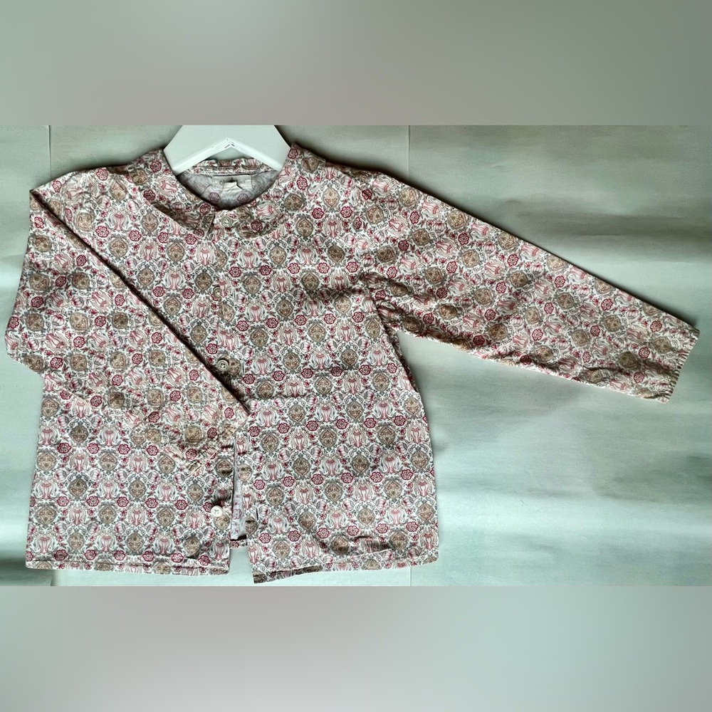 Paisley Floral Olive Juice Long Sleeve Button Up
